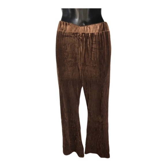 Brown corduroy velvet look flare‎ leg pants size large new - Picture 9 of 9